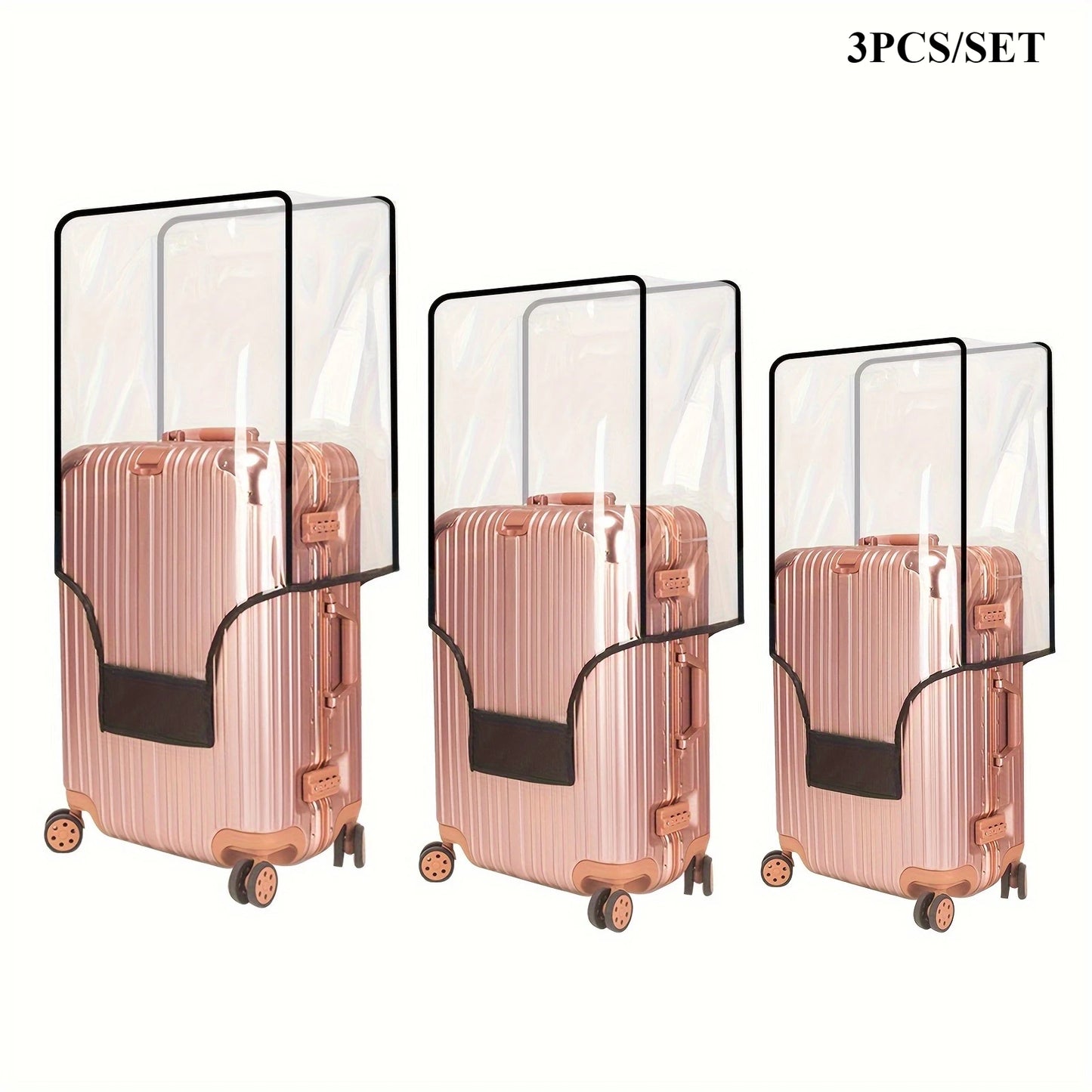 3-Piece Transparent Luggage Cover Set