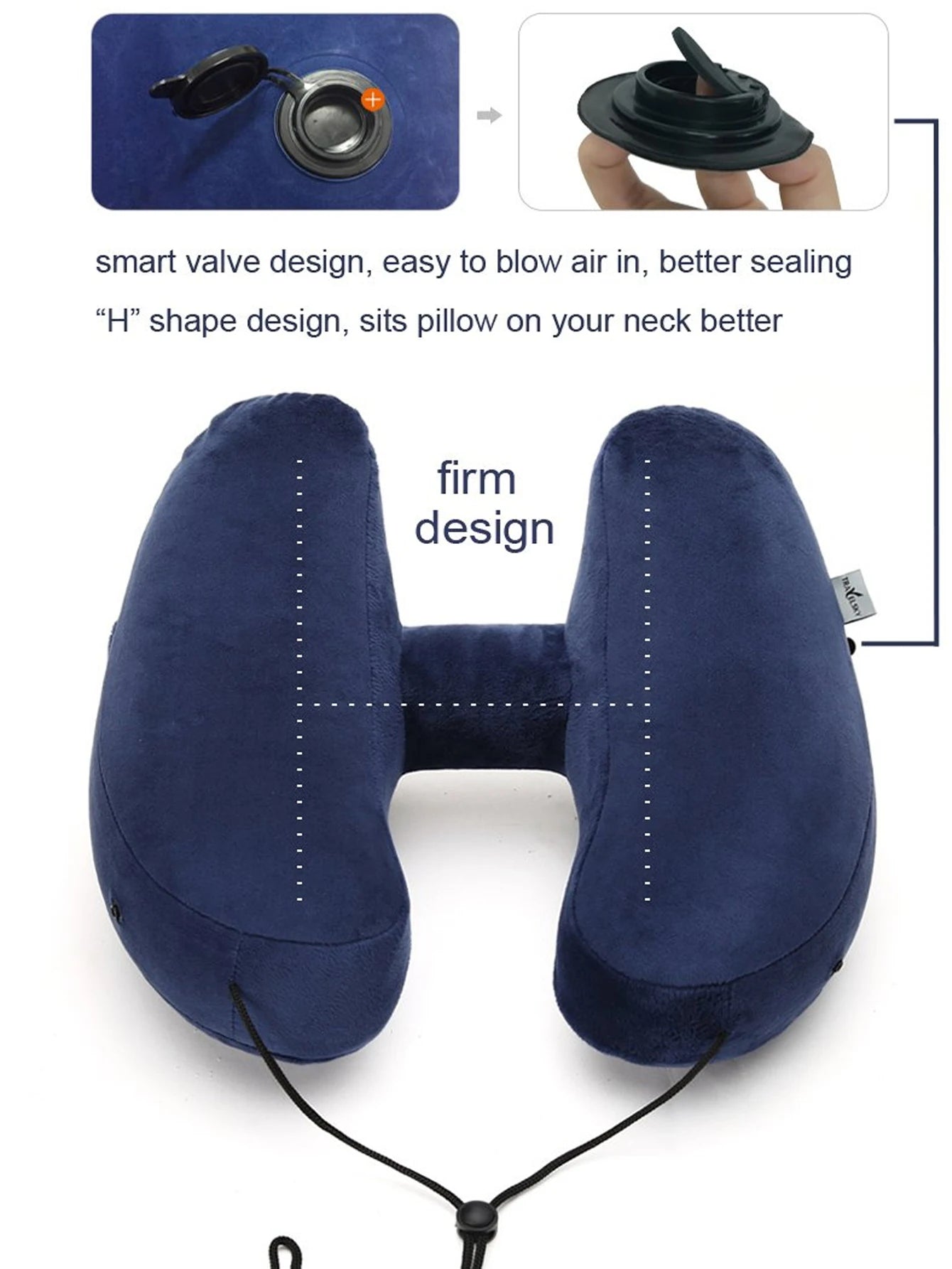Inflatable U-Shaped Travel Neck Pillow with Hood